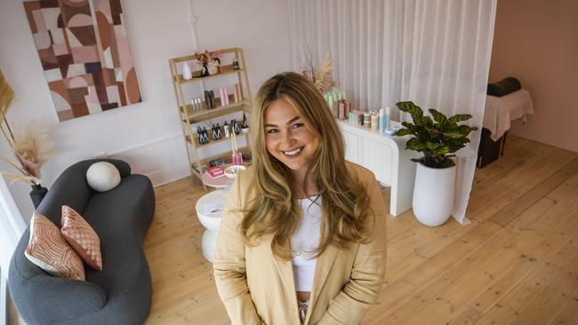 Caitlin at her Glenside studio. Picture: Roy VanDerVegt