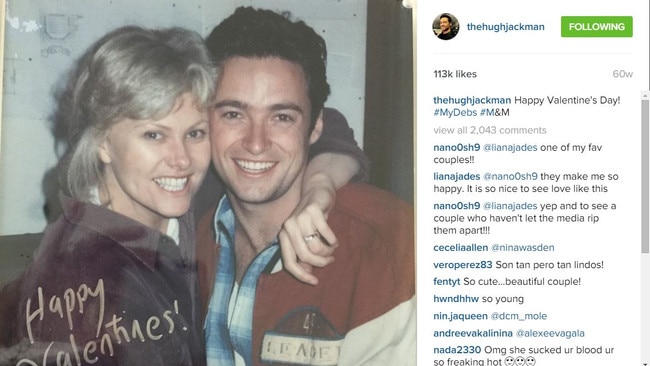 Hugh Jackman sending a Happy Valentines Day throwback note to Deborra-Lee Furness. Picture: Instagram