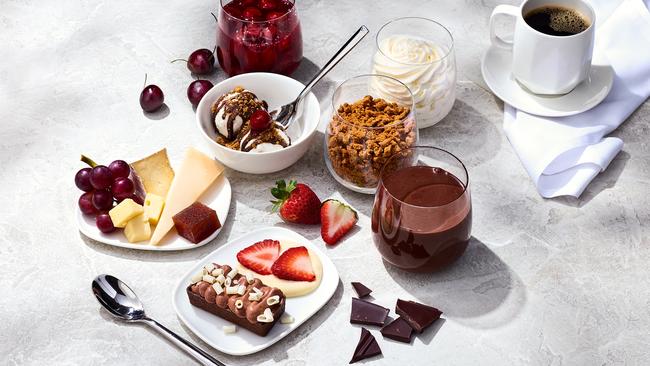 Dessert and cheese plate on Delta One business class.