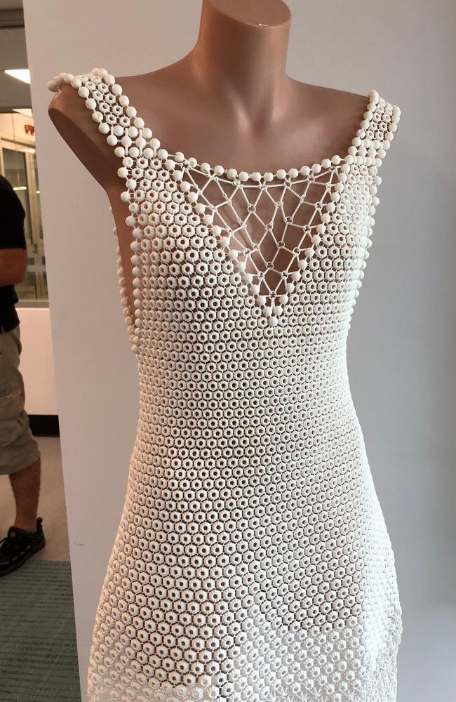 A dress made from the printer. Picture: Amanda Robbemond