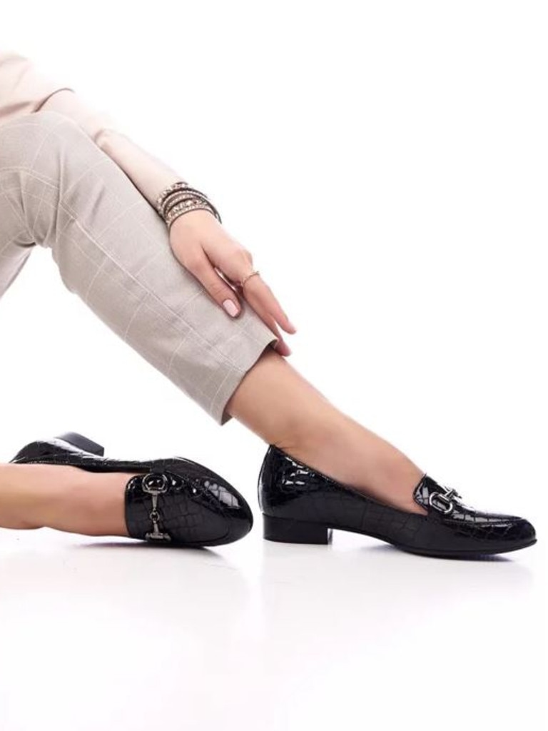 Bosccolo Women’s Moccasins Black Leather. Picture: OZSALE.