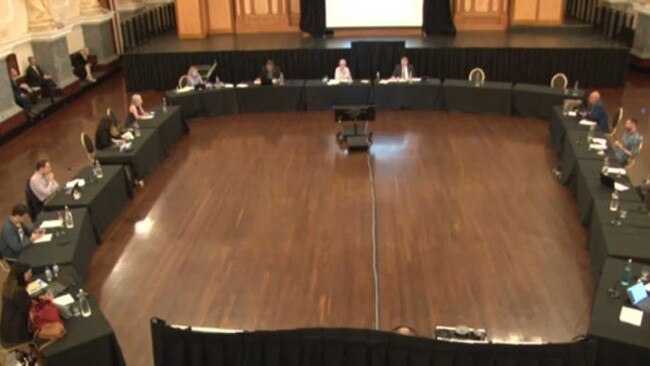 Adelaide City Council practicing social distancing at an Adelaide City Council meeting on March 23