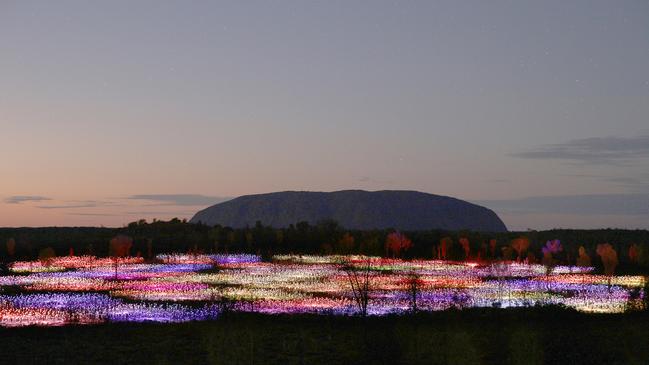 The utterly stunning Field of Light installation near Uluru. Picture: Mark Pickthall