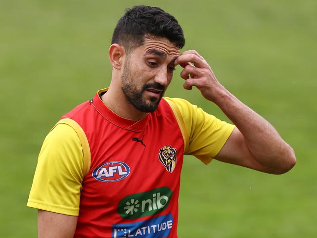 MELBOURNE - June 15 , 2023  : AFL. Richmond training.   Richmonds Marlion Pickett during the Tigers training session at Punt Road Oval today  . Photo by Michael Klein.