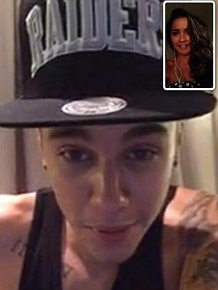 Facetime ... Justin Bieber was chatting with Tahan. Pic: Twitter/@bieber_talented 