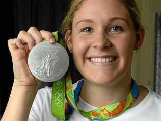 Swimmer Leah Neale was thrilled to be back in Ipswich with family and friends after winning a silver medal at the Rio Olympics. Picture: Rob Williams