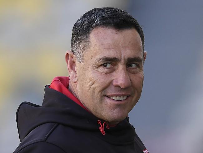 TOWNSVILLE, AUSTRALIA - SEPTEMBER 06: Dragons assistant coach Shane Flanagan looks on before the start of the round 17 NRL match between the North Queensland Cowboys and the St George Illawarra Dragons at QCB Stadium on September 06, 2020 in Townsville, Australia. (Photo by Ian Hitchcock/Getty Images)