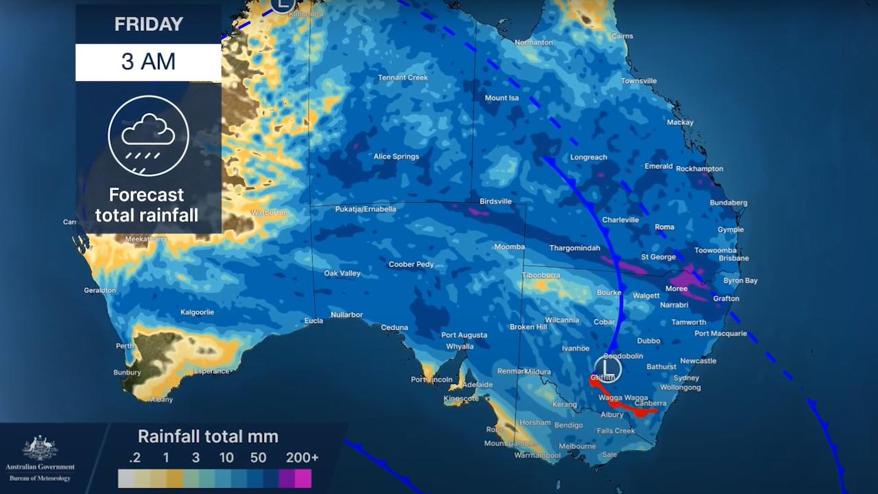 This week is going to be a soggy one in Australia with some areas getting 200m plus of rainfall. Picture: BOM.