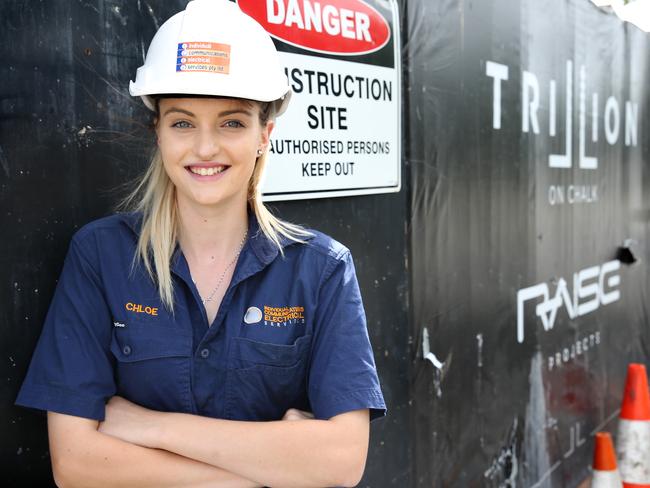 Chloe Wellington a Lourdes Hill graduate is squashing antiquated gender roles, taking on an electrical apprenticeship this year. Picture: Patria Jannides