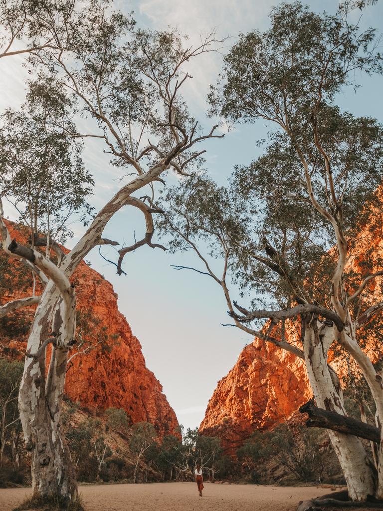 Simpsons Gap (Arrernte: Rungutjirpa) in the West MacDonnell Ranges, Northern Territory. It is located 18 kilometres west from Alice Springs, on the Larapinta Trail.