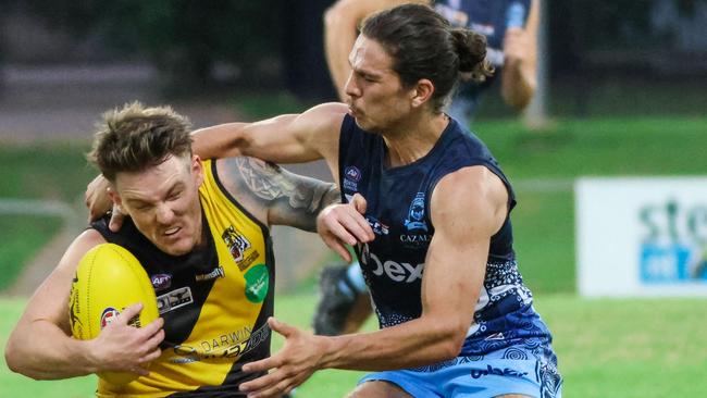 Nightcliff Tigers and Darwin Buffaloes will fight it out for fourth place in Round 16 of the 2022-23 NTFL season. Picture: Celina Whan / AFLNT Media