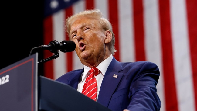 Donald Trump at his rally in the northwestern Atlanta suburb of Cobb county on Tuesday. Picture: Kevin Dietsch/Getty Images