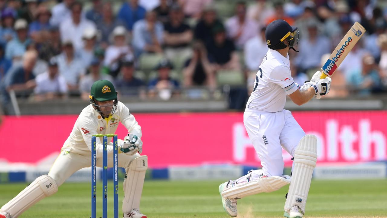 The competent wicketkeeping of Alex Carey has been the starkest difference between Australia and England. Here he is stumping Joe Root in the first Test. Picture: Stu Forster/Getty Images