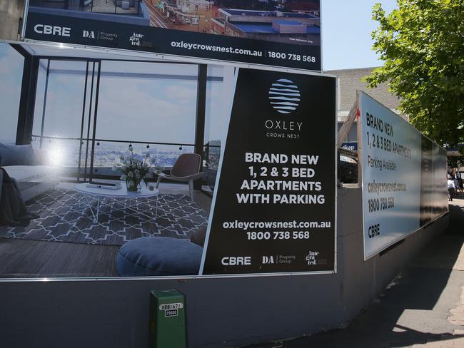 Advertisements for the block on Pacific Hwy. Picture: Adam Ward