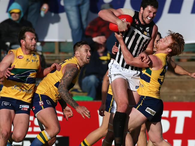 SANFL, round 14, Woodville-West Torrens v Port Adelaide at Woodville Oval. Port's Jarrad Redden. Picture Dylan Coker