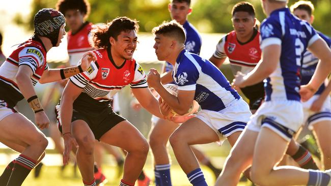 Kirwan State High, led by Cairns product and Michael Morgan Medal winner Jeremiah Nanai, will face Ignatius Park College in the Aaron Payne Cup final. Picture: Alix Sweeney