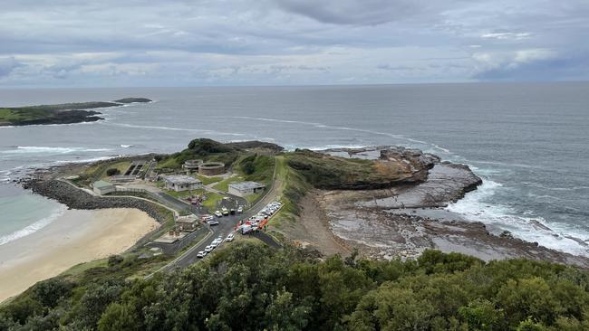 The notorious rock fishing location at the base of Port Kembla’s Hill 60. Picture: Dylan Arvela