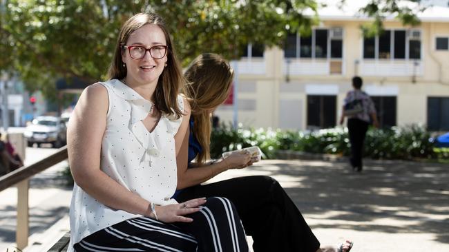 Darwim CBD shopper Emma Kotzur in Darwin CBD. She said she would welcome more alfresco dining if it didn’t disadvantage other businesses. Picture: KERI MEGELUS