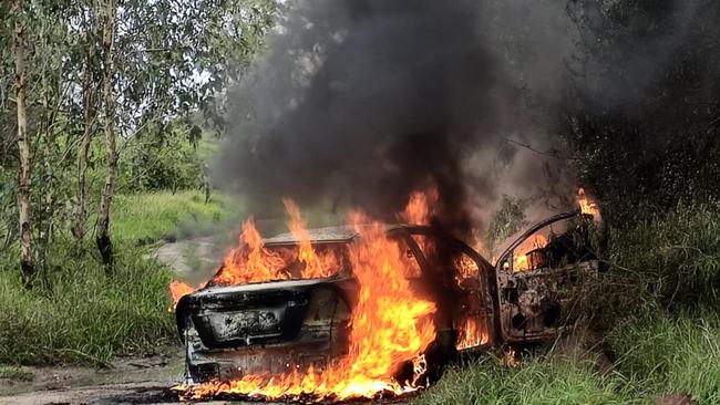 Car burning in Depot Hill on December 19.