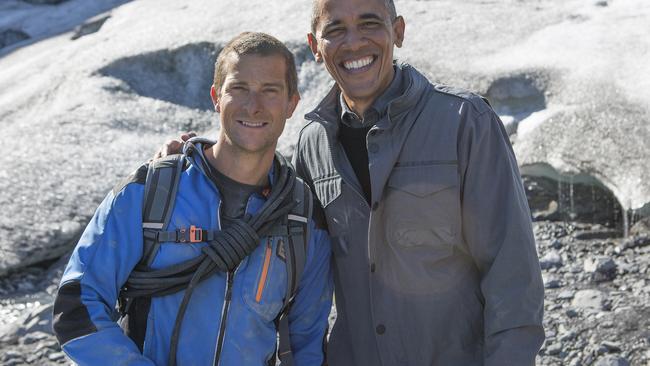 Bear Grylls loves taking guests like former US President Barack Obama out of their comfort zone. Picture: Supplied/Discovery Channel