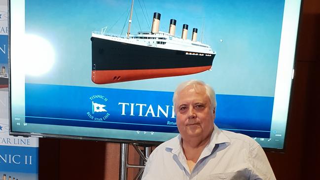 Clive Palmer ahead of his Titanic II dinner in Townsville in 2019.