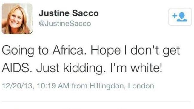 Justine Sacco's tweet that caused an international u...