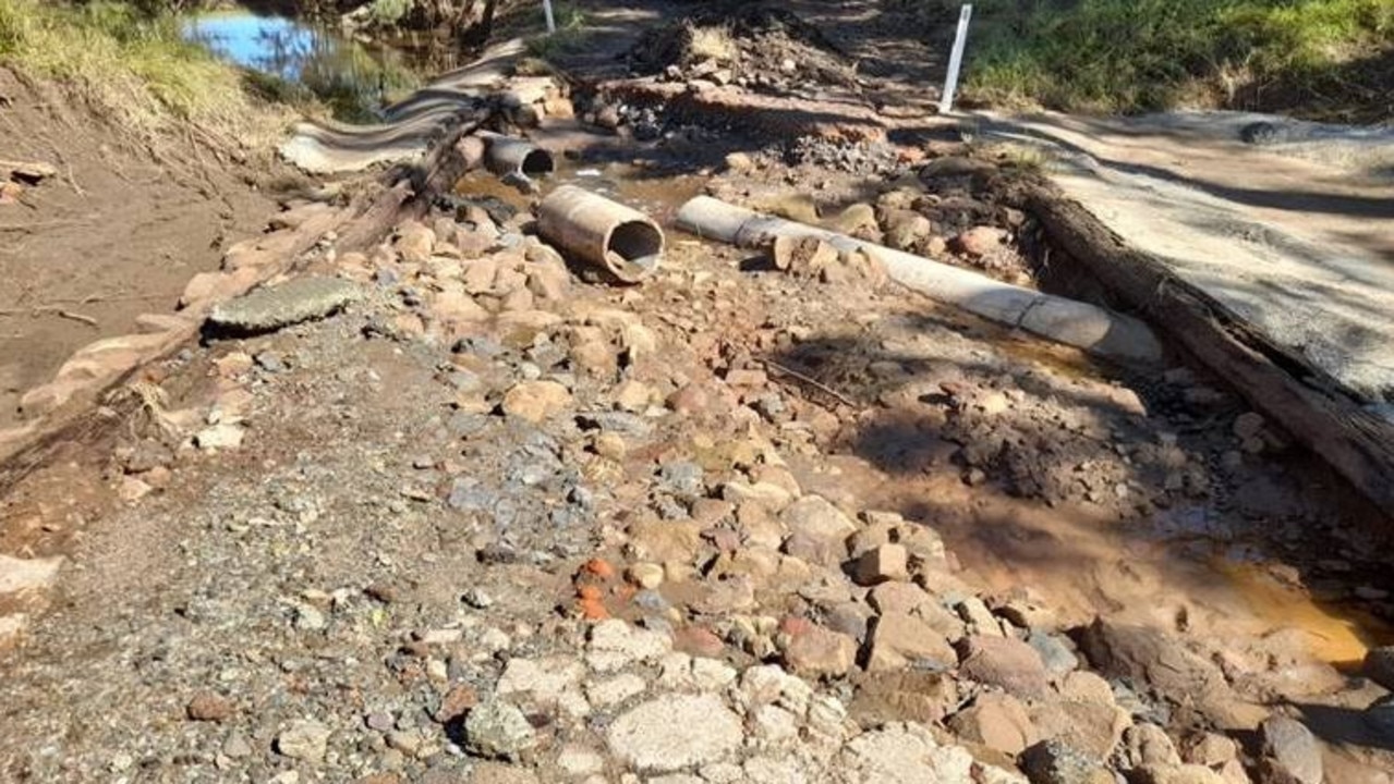 The flood damage to O’Connor Road, Coalbank.