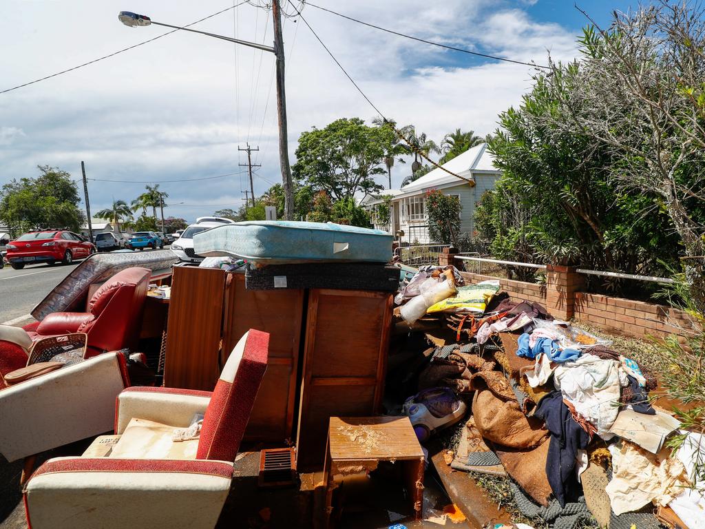 Some have likened the disaster to looking “like a war zone” in Mullumbimby Northern NSW. Picture: NCA NewsWire / Danielle Smith