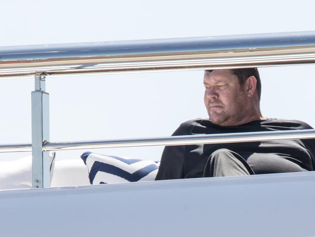 James Packer on yacht IJE, from where he gave his testimony. Picture Ella Pellegrini