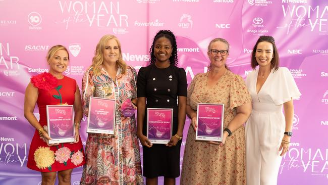 Champions of Sport finalists and winner at the 2025 NT News Woman of the Year Awards. Photo: Georgia Politis