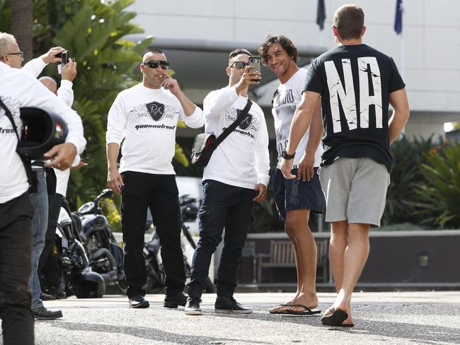 Thurston poses for some selfies at the wedding venue. Picture: David Swift