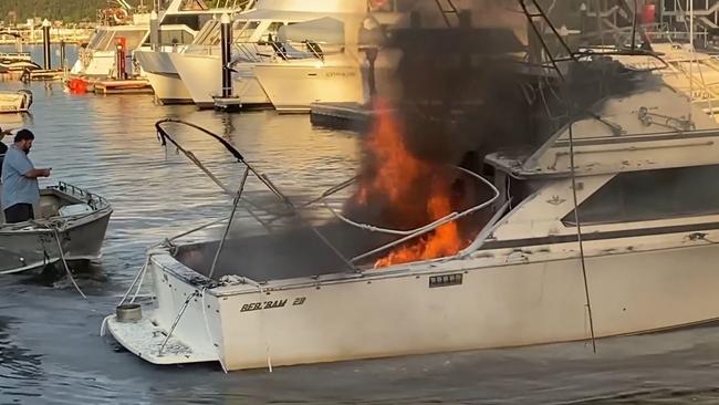 The boat caught alight soon after refuelling on Easter Sunday. Image: Greg Manning