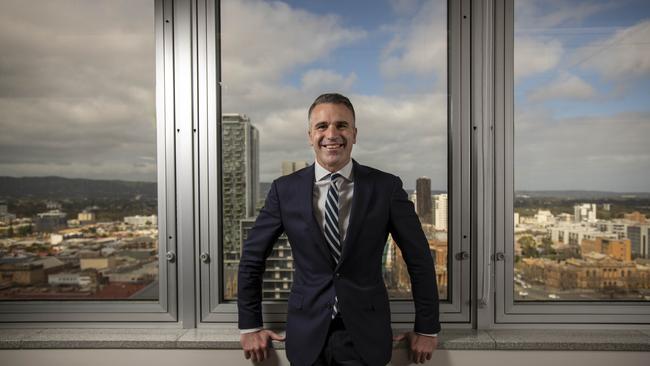 Premier Peter Malinauskas in his office at the State Administration Centre. Picture: Naomi Jellicoe