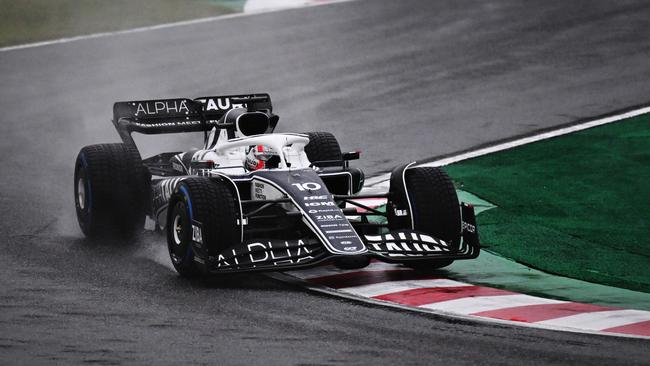 AlphaTauri driver Pierre Gasly was furious after a recovery vehicle was on the track in poor visibility conditions at Suzuka. Picture: Clive Mason/Getty Images