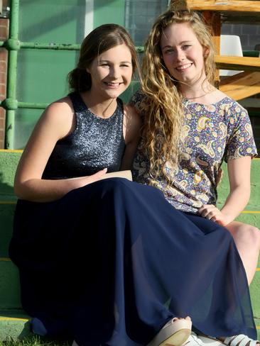 L to R: Liv Spencer and Katie Huxley at the St Mary's School formal at Tattersalls Park on Friday 28 November 2014