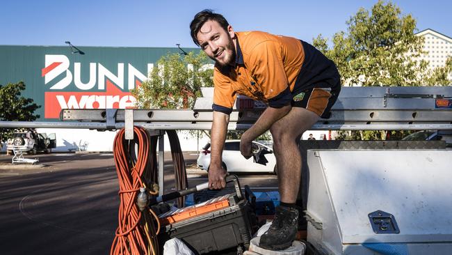 Apprentice plumber Tyrone Pepretti, who uses a legitimate ABN, stocks up at a Bunnings store outside Darwin yesterday. Picture: Amos Aikman