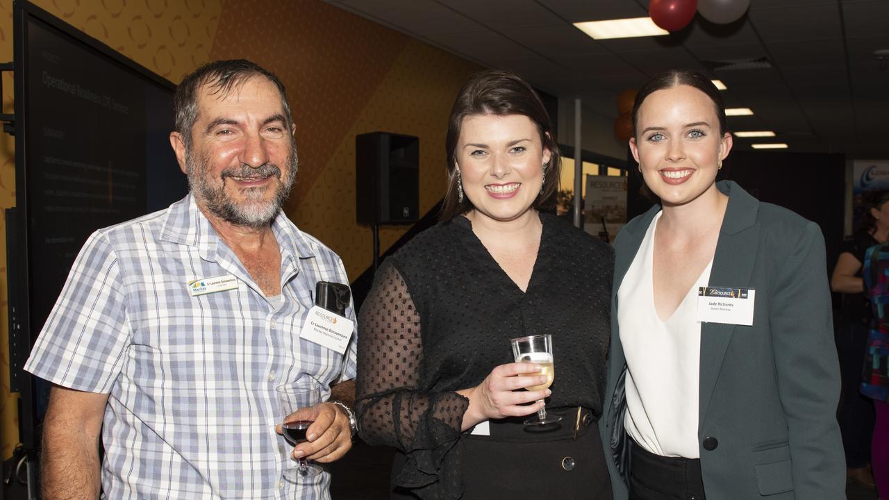 Laurence Bonaventura, Ashleigh Dwan and Jade Richards at the Resource Industry Network's 20th Anniversary Celebration. Picture: Michaela Harlow