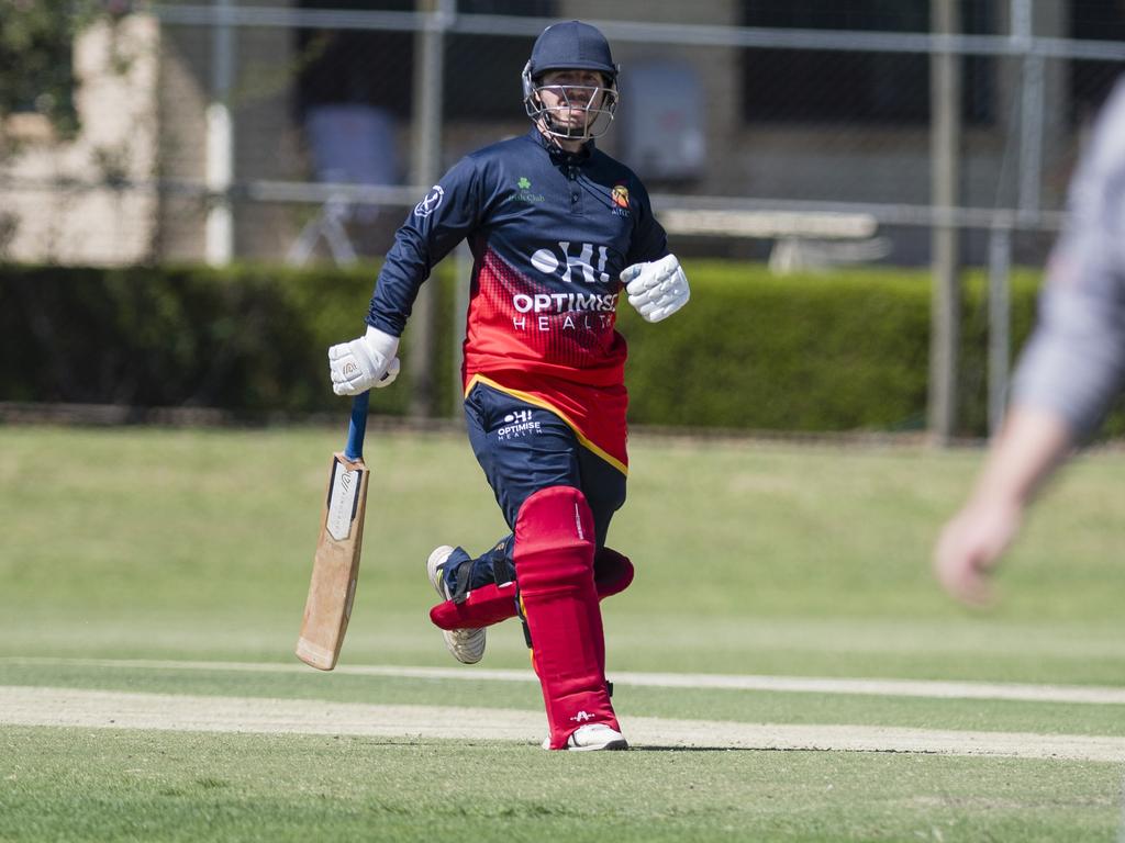 Andrew Young makes runs for Metropolitan-Easts against Souths Magpies in Toowoomba Cricket Reserve Grade One Day grand final at Captain Cook Reserve, Sunday, December 10, 2023. Picture: Kevin Farmer