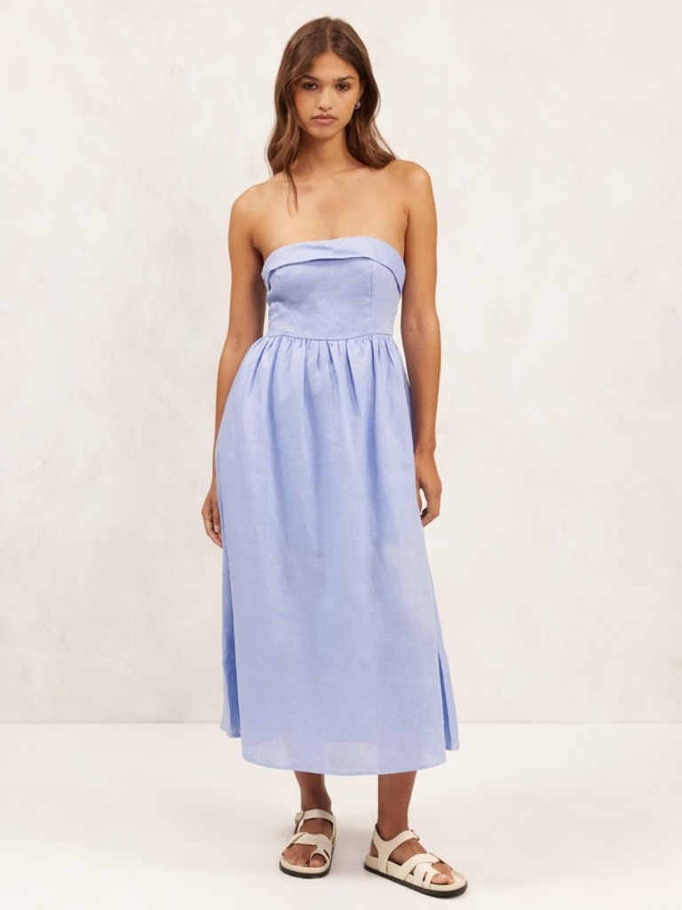 Aere Linen Strapless Dress. Picture: THE ICONIC.