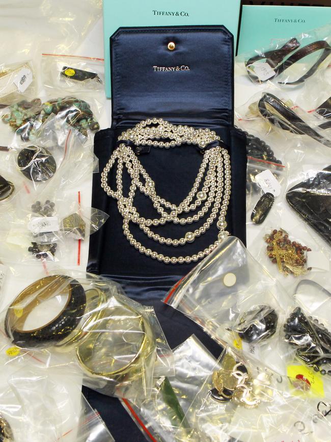 Some of the expensive jewellery found in his Brisbane apartment.