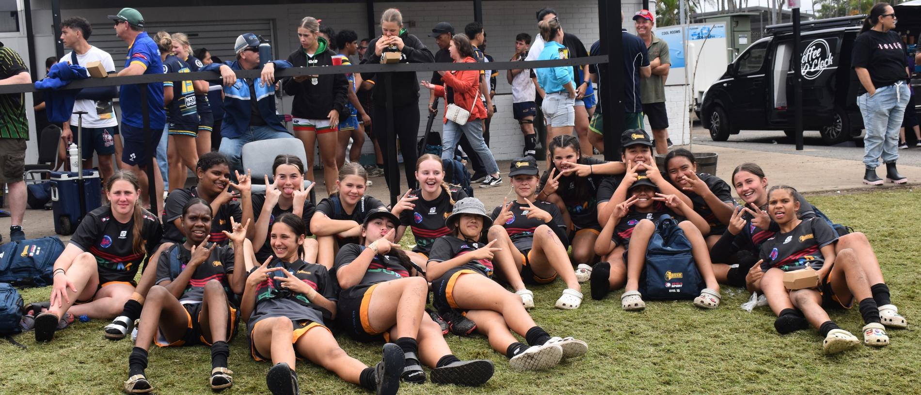 Some of the CQ Bushrangers girls at the Queensland Country Rugby Championships in Rockhampton on June 29, 2024.