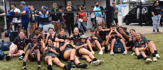Some of the CQ Bushrangers girls at the Queensland Country Rugby Championships in Rockhampton on June 29, 2024.