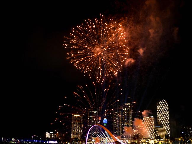 Fireworks over the port during the New Year celebrations in Colombo on December 31, 2024. Picture: AFP