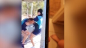 The video shows the teen girl viscious being attacked by a fellow student.