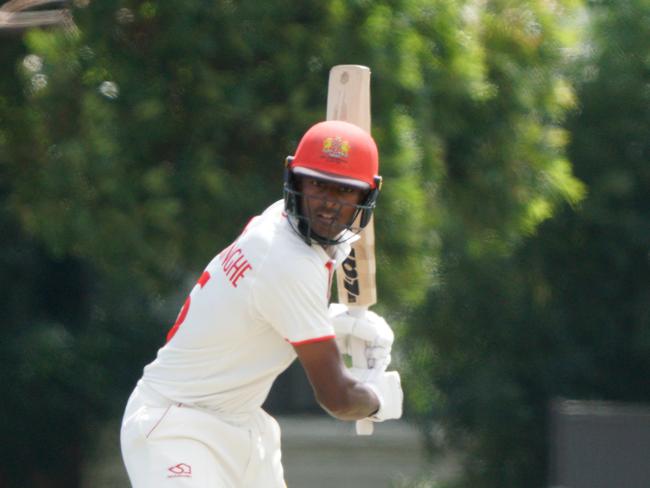 Ashley Chandrasinghe at the crease for Casey South Melbourne. Picture: Valeriu Campan