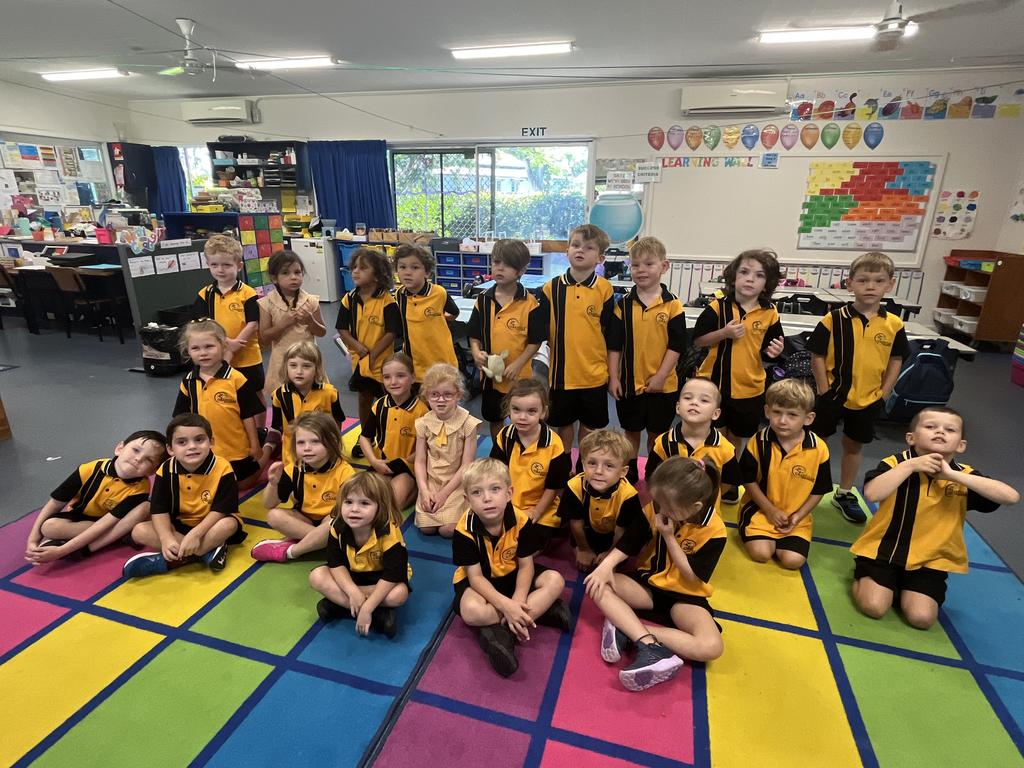 The Prep students of Granville State School having fun during their first week at school.