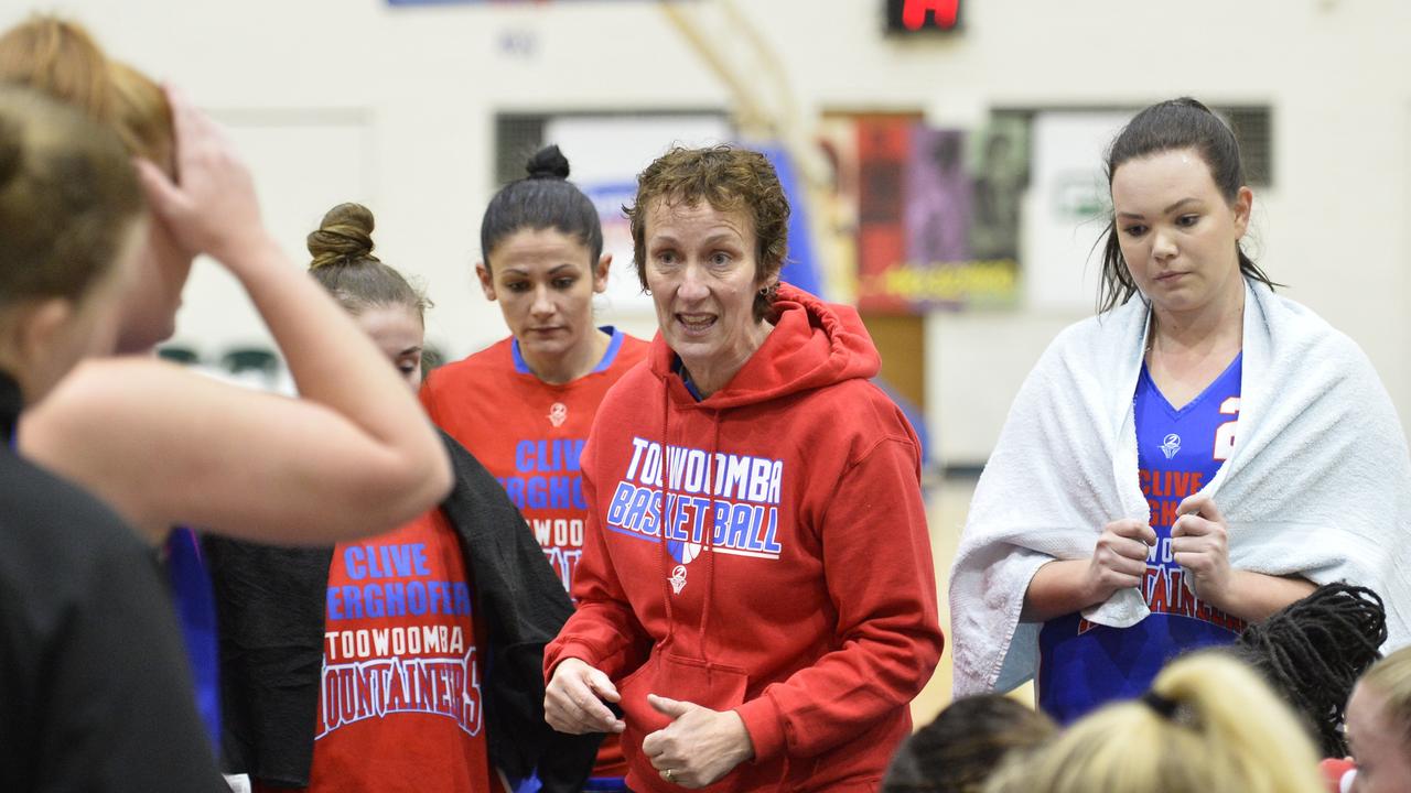 Toowoomba Mountaineers women’s assistant coach Chree Derksen during time out in 2017.