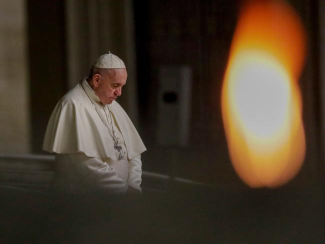 Pope Francis presides over Good Friday’s Way of the Cross (Via Crucis) at St Peter's Square in The Vatican. Picture: AFP