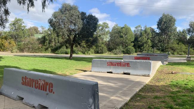 The roadblocks have been in place at the skate park since a fence was torn down.