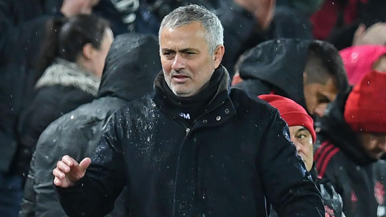 Jose Mourinho after Manchester United’s loss to Liverpool at the weekend. Picture: AFP 